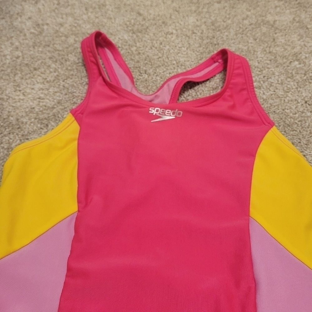 Speedo Youth Colorblock Colorful One Piece Swimming Suit Size Large - Picture 4 of 7